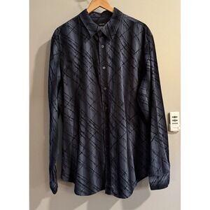 Structure Shirt Abstract Plaid Cotton Long Sleeve Button Up Mens‎ XL